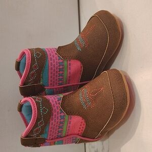 Twister Cowboy Boots Infant Baby Western Cowgirl Fabric Brown Pink